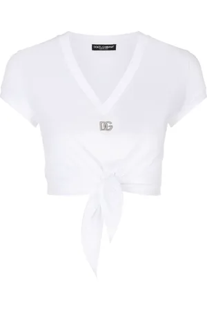 Dolce & Gabbana Logo-embroidered tie-waist T-shirt