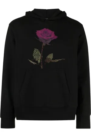 KSUBI Pixelated rose-print cotton hoodie
