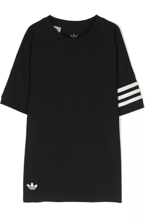 adidas Boys Long Sleeve Polo Shirts - Logo-embroidered cotton T-shirt