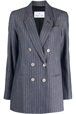 Manuel Ritz Women Double Breasted Blazers - Pinstripe-pattern double-breasted blazer