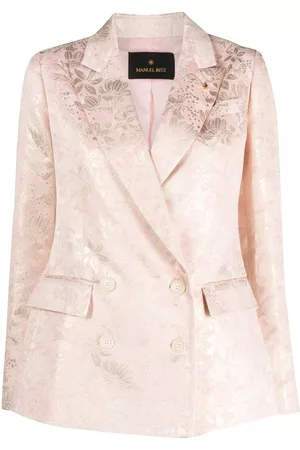 Manuel Ritz Women Double Breasted Blazers - Floral-embroidered double-breasted blazer