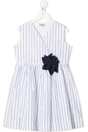 Il gufo Pinstriped flower detail dress