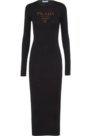 Prada Logo-print silk midi dress