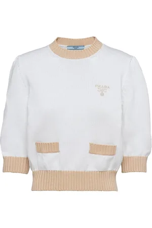 Prada Logo-embroidered cropped jumper