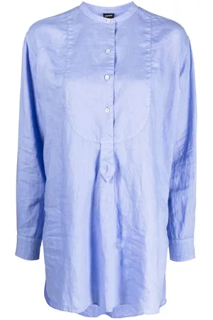 Aspesi Women Long Sleeve - Collarless linen long-sleeve shirt