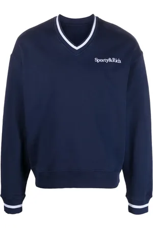 Sporty & Rich Embroidered-logo v-neck jumper