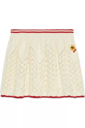 Gucci Girls Skirts - Logo-embroidered open-knit skirt