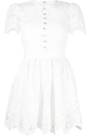 Self-Portrait Crystal-embellished lace minidress