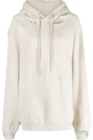 RAF SIMONS Oversized ripped-detail cotton hoodie