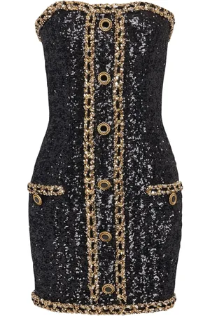 Balmain Sequin-embellishment bustier minidress