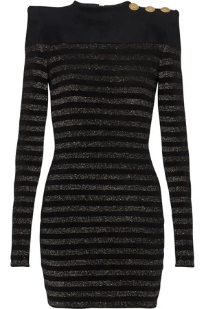 Balmain Button-detail striped minidress
