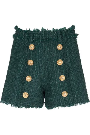 Balmain Button-detail tweed shorts