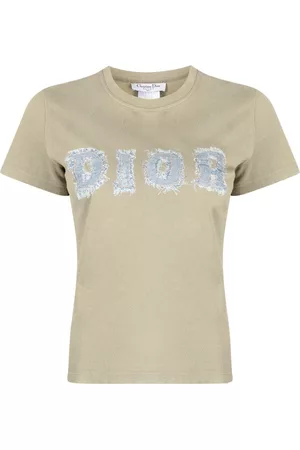 Dior Women Long Sleeve Polo Shirts - 1990-2000s pre-owned denim-effect logo-print T-shirt