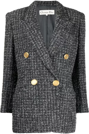 Dior Women Double Breasted Blazers - 1990-2000s pre-owned double-breasted tweed blazer