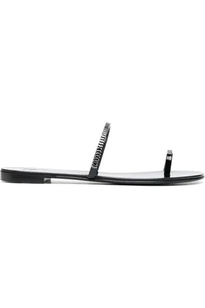 Giuseppe Zanotti Crystal-embellished flat leather slides