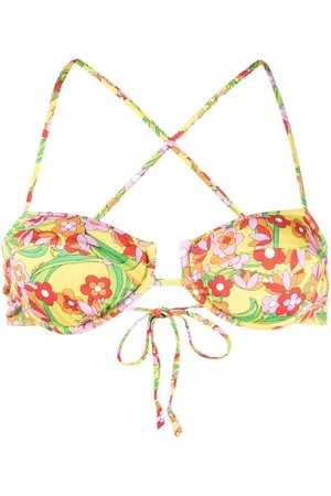 Solid Women Bikini Tops - Floral-print bikini top
