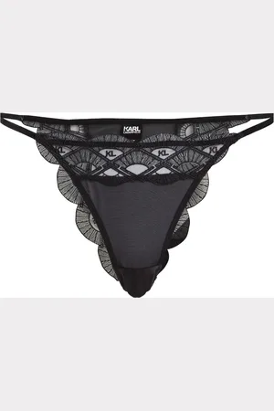 Karl Lagerfeld Logo-embroidered lace Brazilian briefs