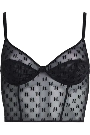Karl Lagerfeld Monogram-flocked bustier bra