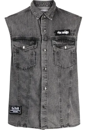 Izzue Sleeveless patch-detail denim shirt