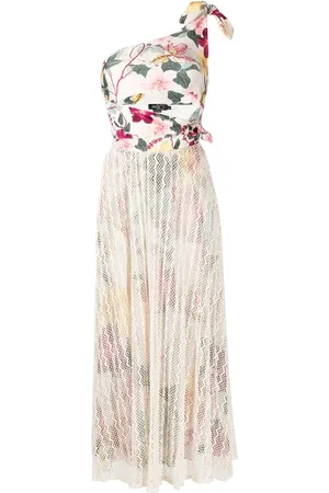 PATBO Hibiscus floral-print one-shoulder dress