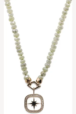 Sydney Evan 14kt yellow gold Starburst diamond and prehnite necklace