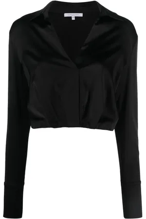 Patrizia Pepe Satin-finish cropped shirt