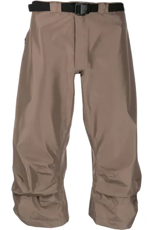 GR10K Buckle-fastening satin cropped trousers
