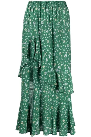 B+AB Floral-print tiered skirt