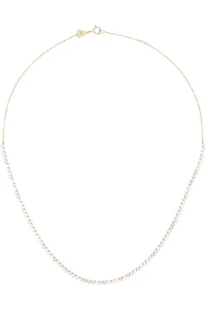 Adina Reyter 14kt yellow gold Half Riviera diamond and sapphire necklace