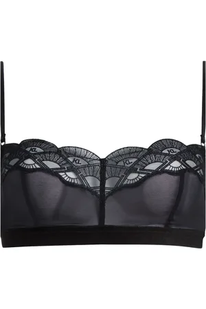 Karl Lagerfeld Logo-embroidered lace bralette