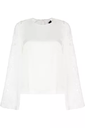 Paule Ka Women Lace Tops - Lace-detailing satin-finish blouse