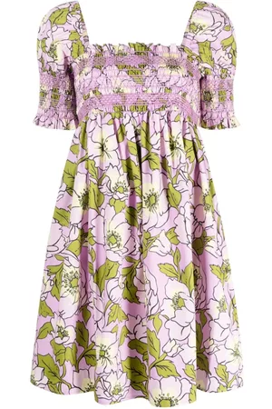 Tory Burch Women Printed Dresses - Floral-print puff-sleeve minidress