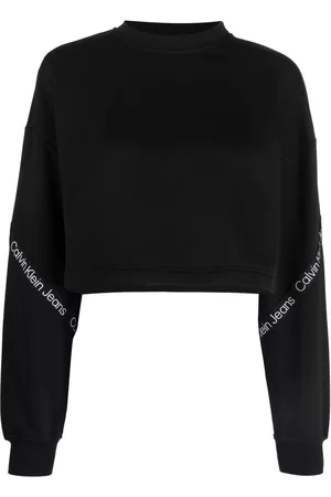 Calvin Klein Women Sweatshirts - Logo-tape croped sweatshirt