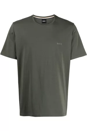 HUGO BOSS Men Long Sleeve Polo Shirts - Logo-embroidered cotton T-shirt