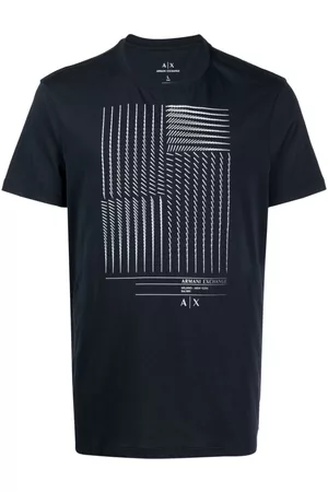 Armani Exchange Men Long Sleeve Polo Shirts - Logo-print cotton T-shirt