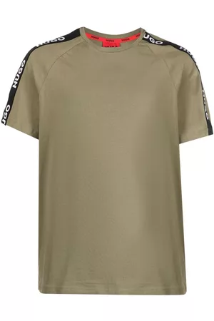 HUGO BOSS Men Long Sleeve Polo Shirts - Logo-tape crew-neck T-shirt