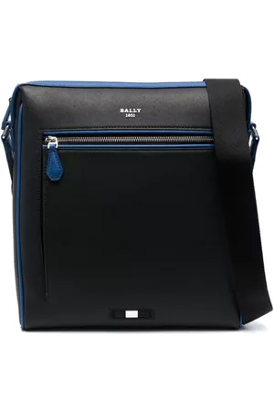 Bally Men 17 Inch Laptop Bags - Logo-plaque leather messenger bag