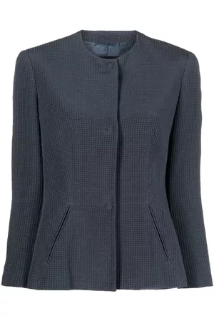 Giorgio Armani Women Cropped Jackets - 2000s collarless fitted jacket