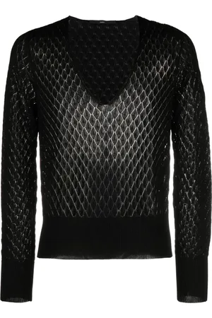 SAPIO Pointelle-knit V-neck jumper