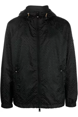 HUGO BOSS Men Cropped Jackets - Monogram-pattern hooded jacket