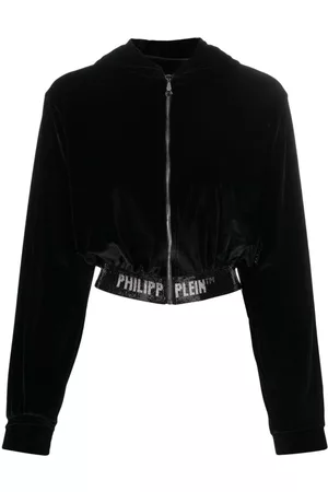Philipp Plein Embellished-logo hooded cardigan