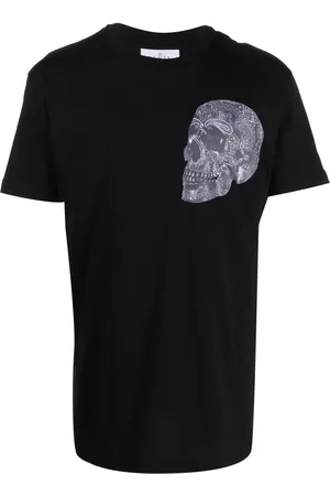 Philipp Plein Men Long Sleeve Polo Shirts - Skull-print cotton T-shirt