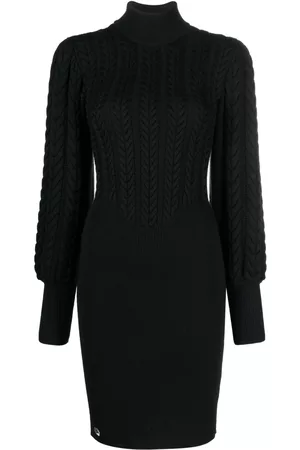Philipp Plein Women Knitted Dresses - Cable-knit high-neck dress