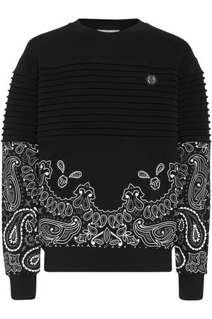 Philipp Plein Men Sweatshirts - Paisley-print cotton sweatshirt