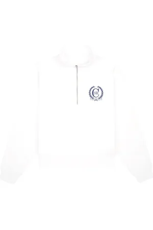 Sporty & Rich Logo-print zipped cotton jumper