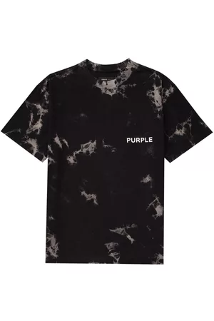 Purple Brand Men Long Sleeve Polo Shirts - Logo-print tie-dye T-shirt