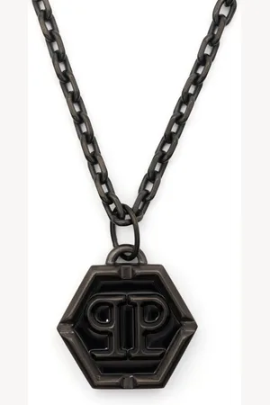 Philipp Plein Hexagon logo-plaque necklace