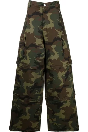 Vetements Men Wide Leg Cargo Pants - Transformer camouflage cargo trousers