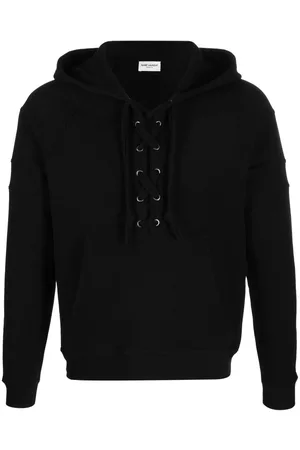 Saint Laurent Men Sweatshirts - Front lace-up fastening hoodie
