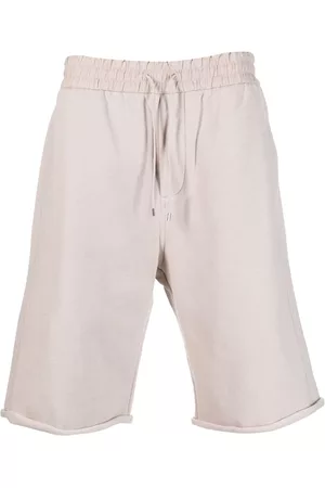 Saint Laurent Men Shorts - Drawstring-waistband cotton track shorts